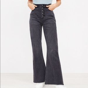 LOFT high waisted sandal flare jeans in black
